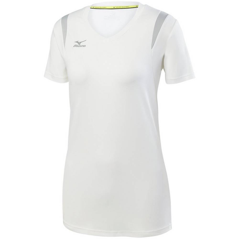 Womens Mizuno Balboa 5.0 Long Sleeve Volleyball Jersey White/Silver Philippines (ZPFICK924)